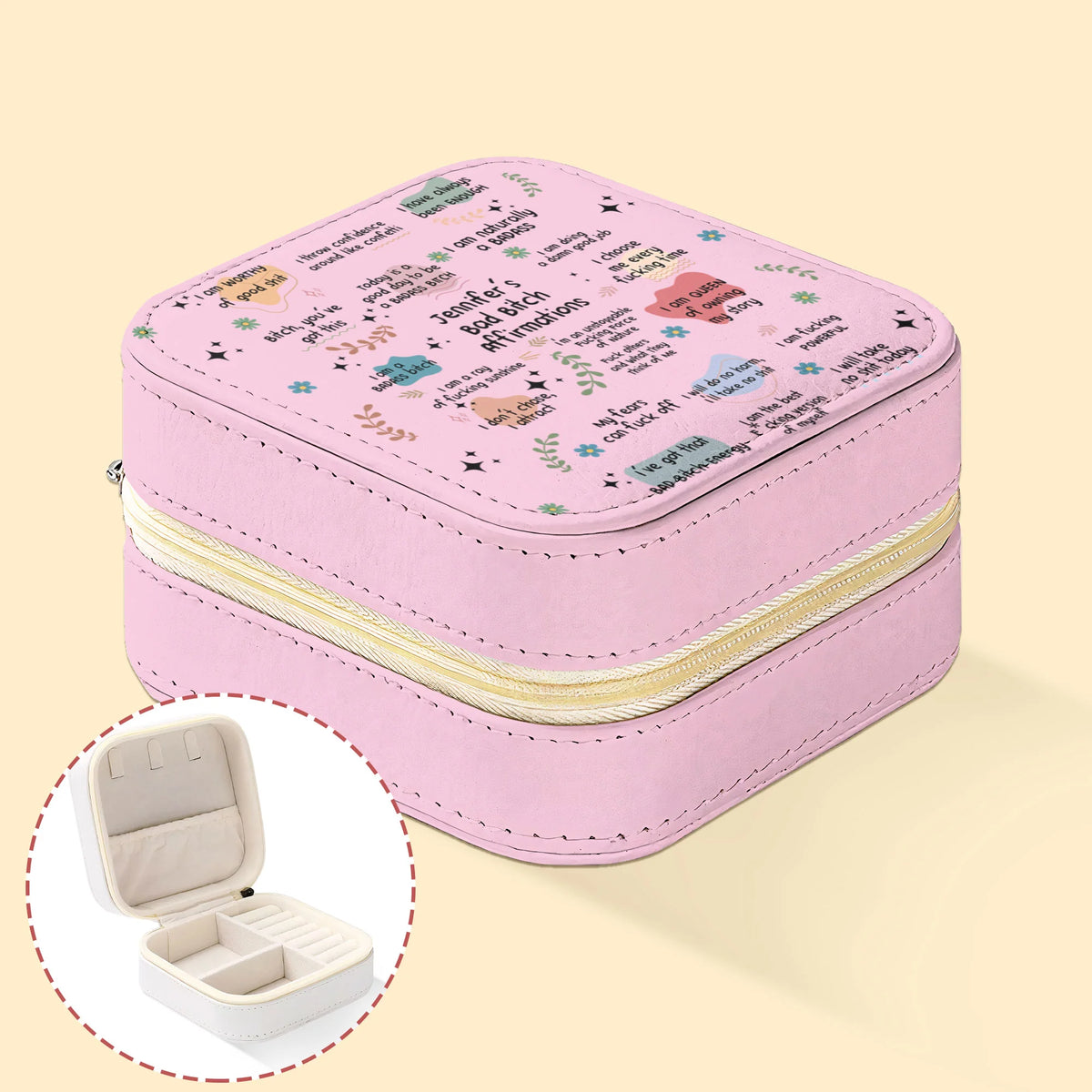 Bad BTch Affirmations - For Coworkers, Friends, Self Gift - Personalized Jewelry Box